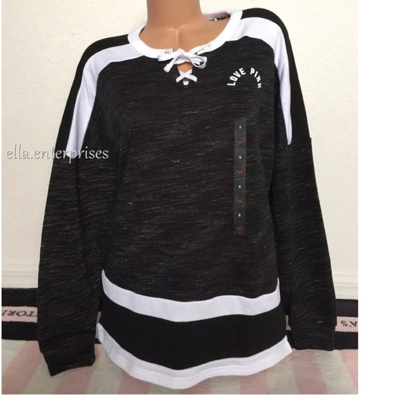 VS Pink Black Marl White Lace Up Varsity Crew - Picture 3 of 8